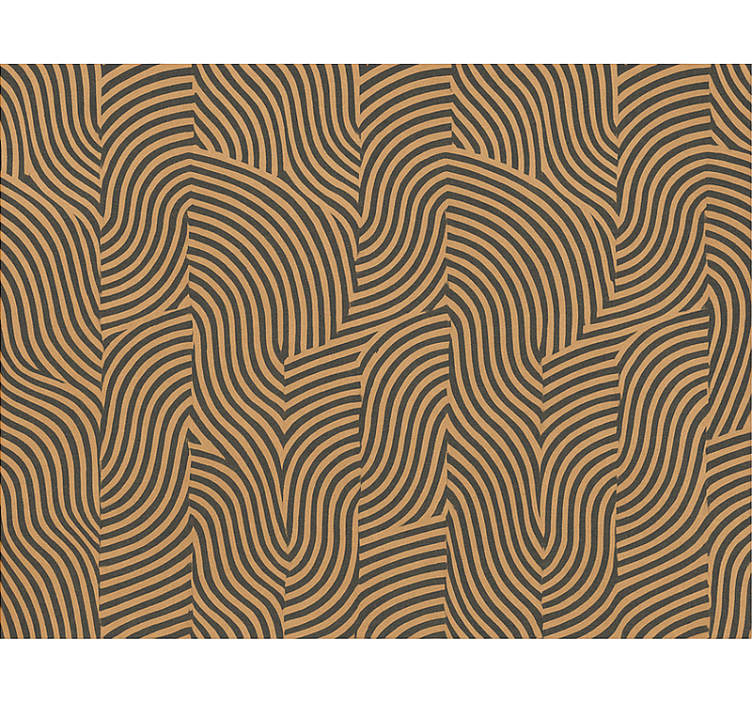 Papier peint salon lignes modernes noires et orange - TenStickers