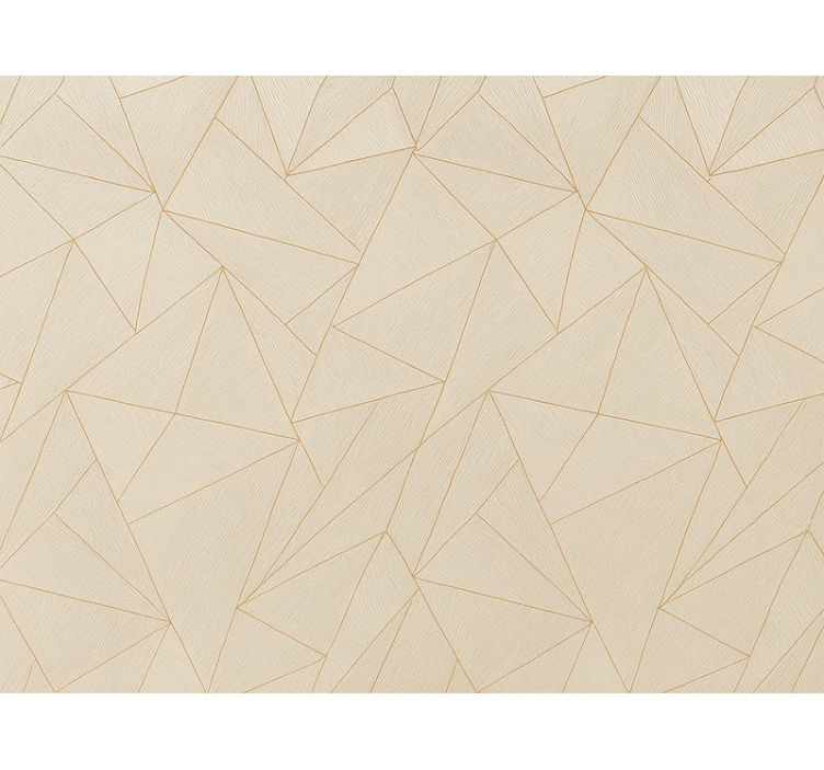 Papier peint salon triangles en bois avec lignes dorées - TenStickers