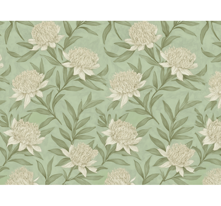 Papier peint salon fleurs de protea blanches - TenStickers