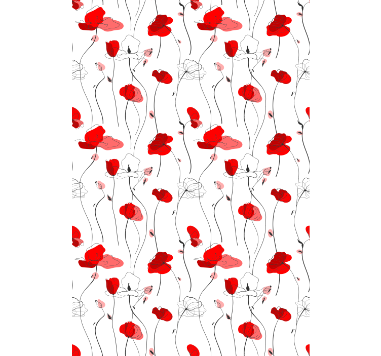 Papier peint floral dessin de coquelicots - TenStickers