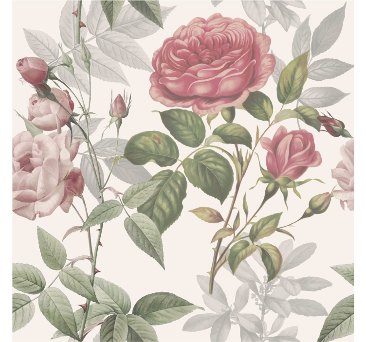 Papier peint floral motif rose - TenStickers