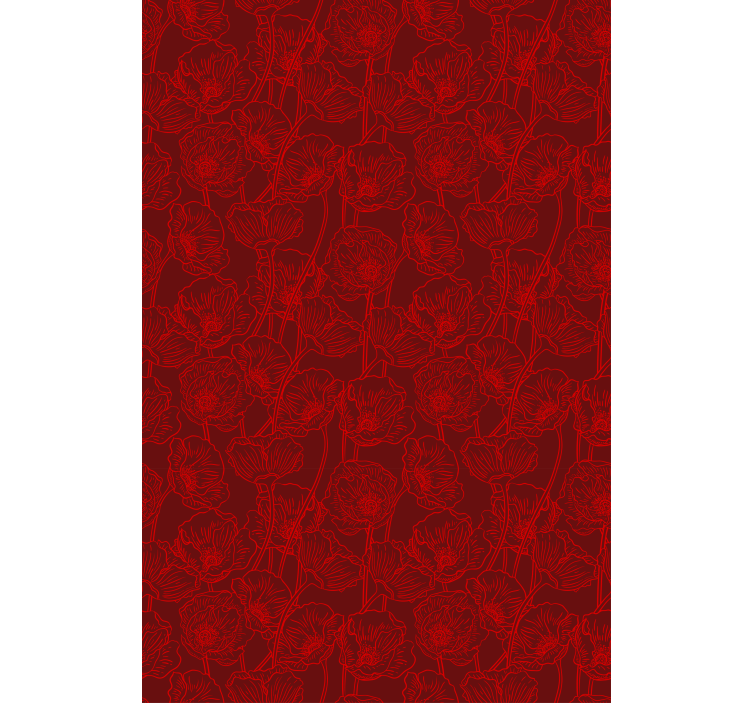 Papier peint floral coquelicots artistiques avec tiges - TenStickers