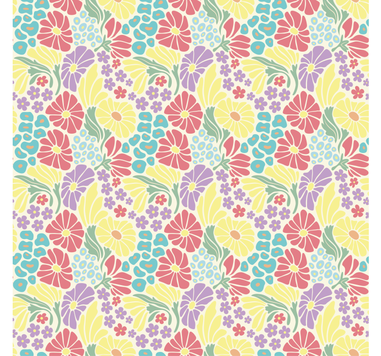 Papier peint floral fleurs pastel - TenStickers