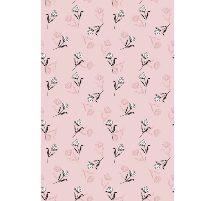Papier peint floral lys blancs sur fond rose - TenStickers