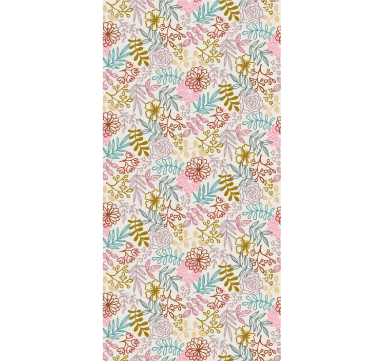 Papier peint floral dessin linéaire multicolore - TenStickers