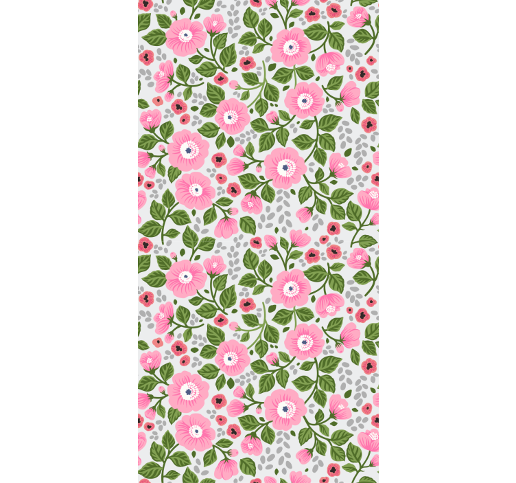 Papier peint floral têtes de fleurs roses élégantes - TenStickers