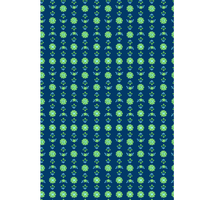 Papier peint floral motif polonais vert et bleu - TenStickers