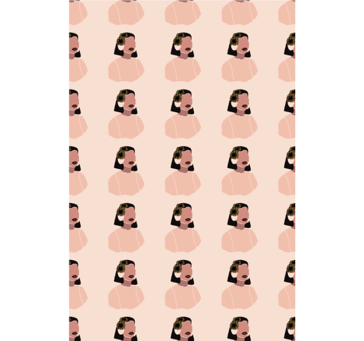 Papier peint floral visage de femme tournesol - TenStickers