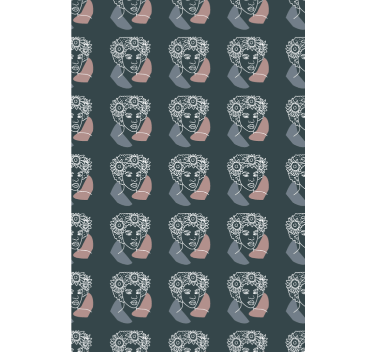 Papier peint floral tournesol minimaliste avec femme - TenStickers