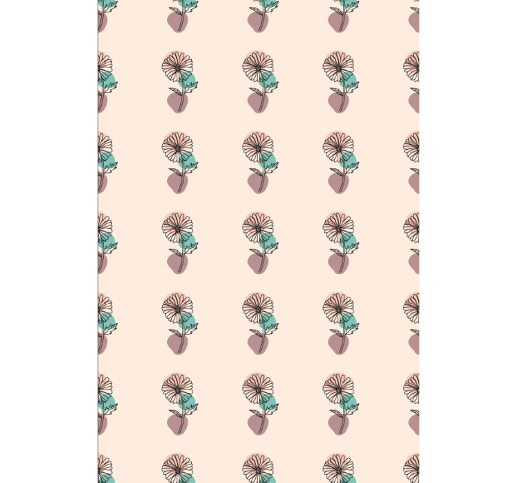 Papier peint fleurs design art linéaire marguerite - TenStickers