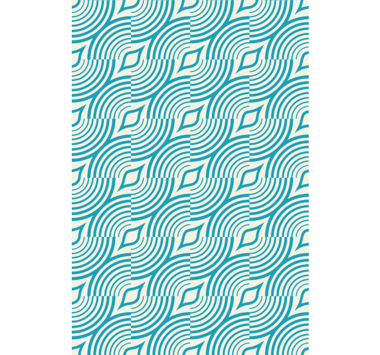 Papier peint fleurs motif marin lignes bleues - TenStickers
