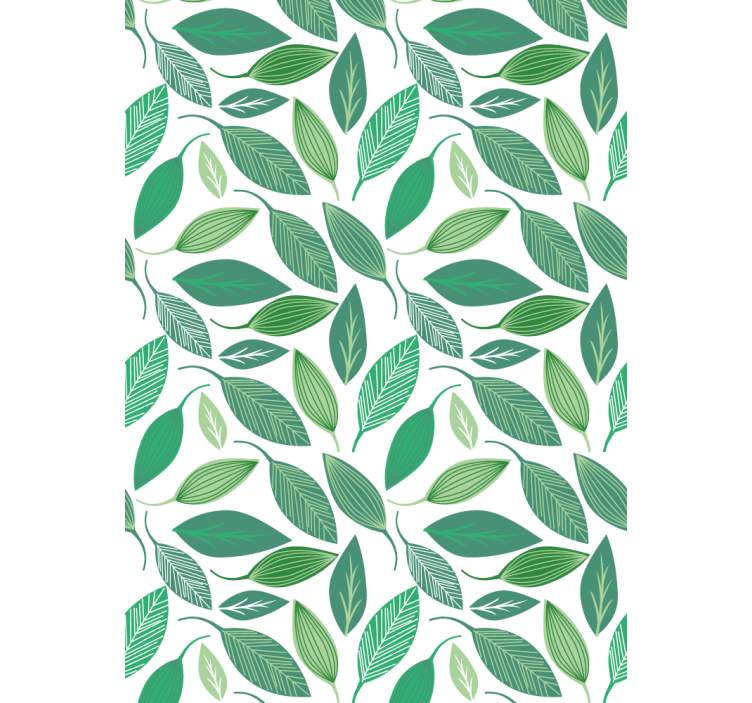 Papier peint fleurs motif nature feuilles vertes - TenStickers