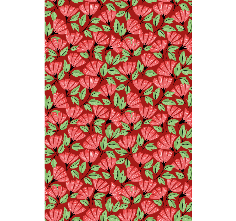 Papier peint fleurs motif vintage rouge - TenStickers