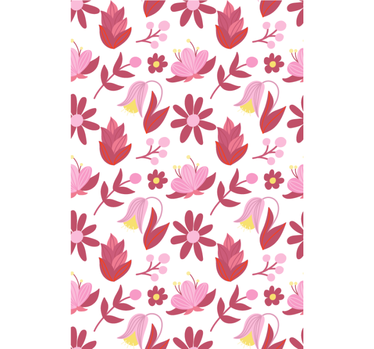 Papier peint fleurs art populaire polonais rouge - TenStickers
