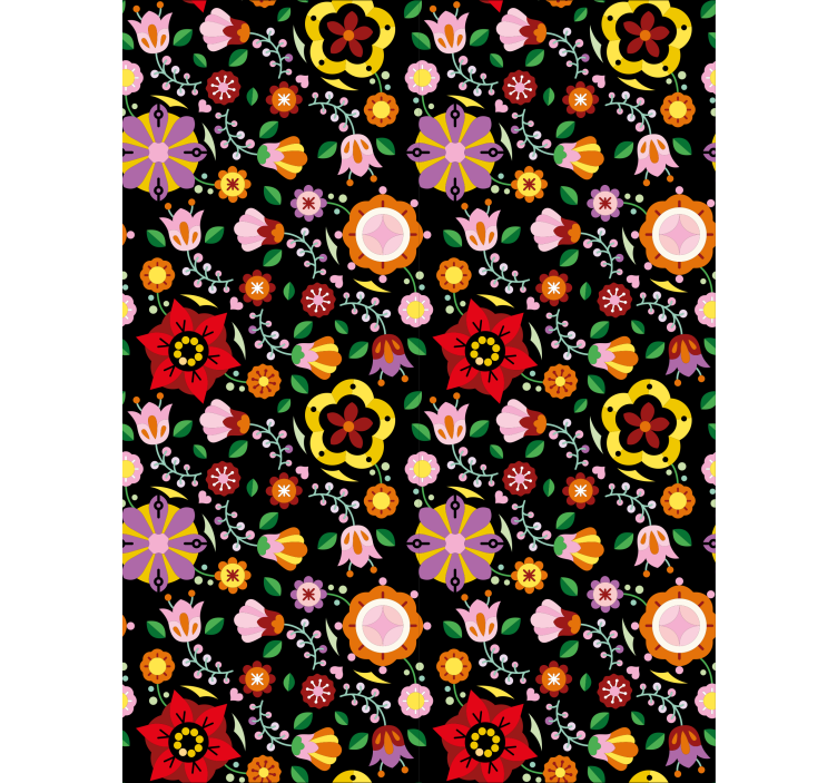 Papier peint fleurs motifs folkloriques polonais - TenStickers