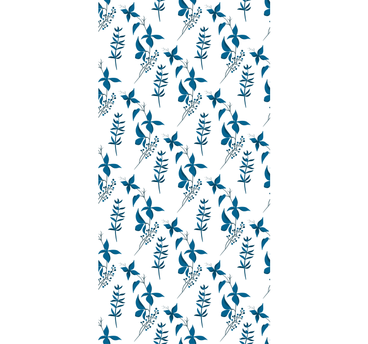 Papier peint fleurs motif bleu - TenStickers