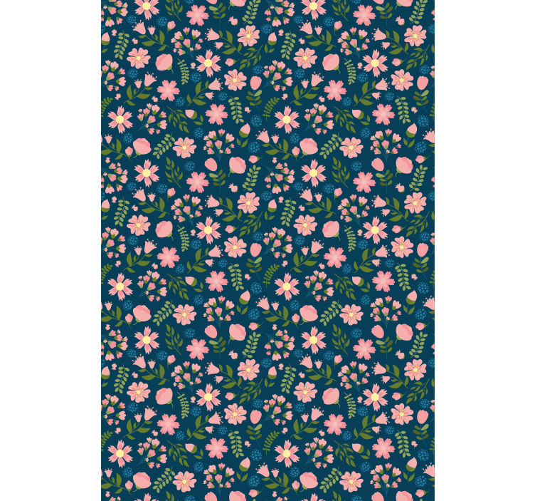 Papier peint fleurs imprimé 'floflo' bleu - TenStickers
