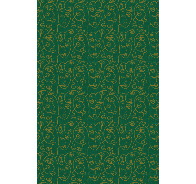 Papier peint chambre adulte femme dessinée verte abstraite - TenStickers