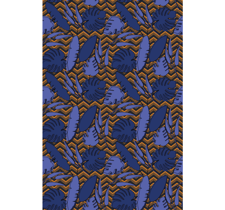 Papier peint chambre adulte motif zigzag bleu orange - TenStickers
