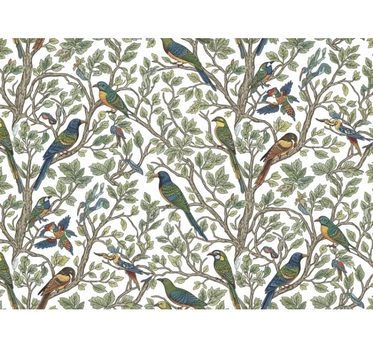 Papier peint arbre oiseaux dans la forêt - TenStickers