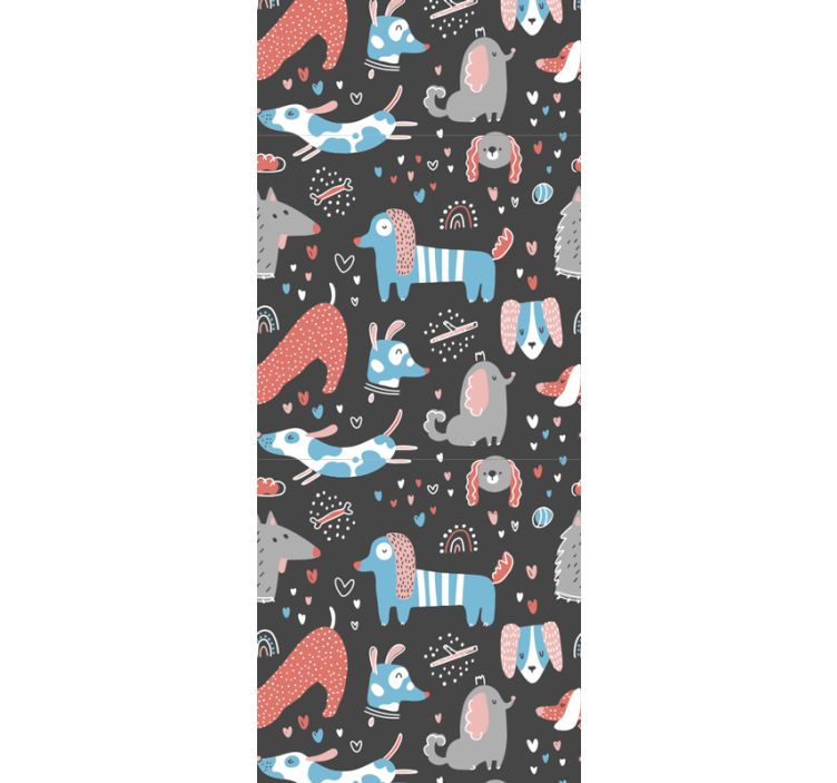 Papier peint chambre illustration de chiens mignons - TenStickers