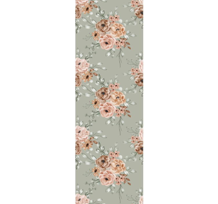 Papier peint chambre roses vintage sur fond menthe - TenStickers