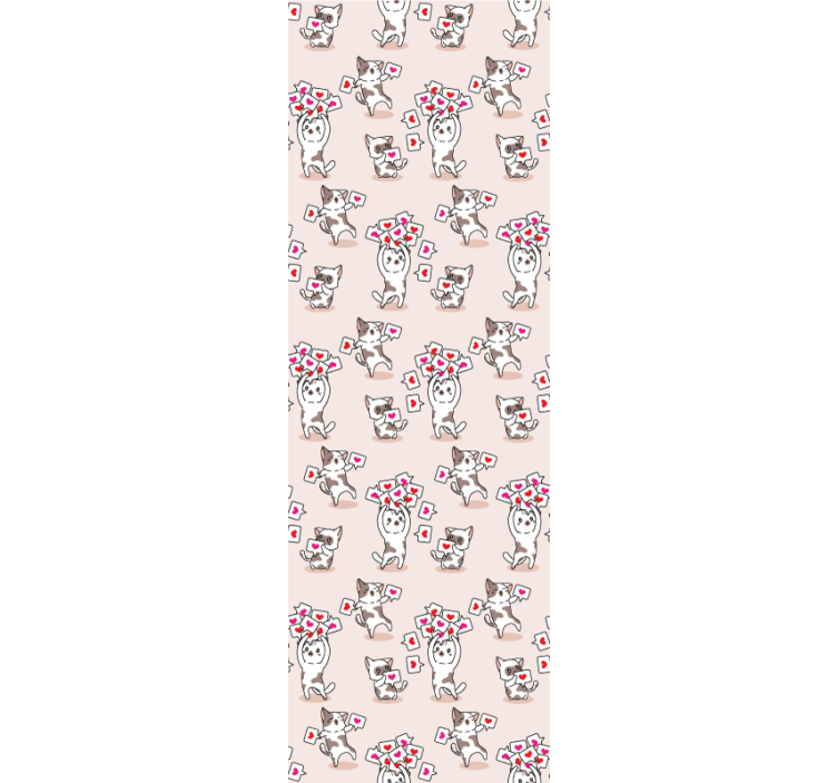 Papier peint chambre motif chats avec cœurs - TenStickers