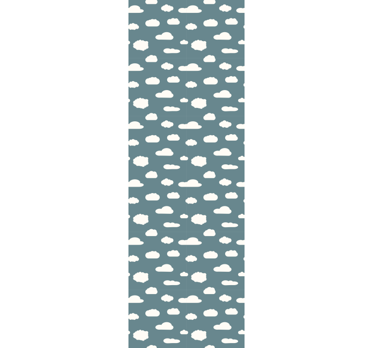 Papier peint chambre motif blanc sur fond bleu - TenStickers