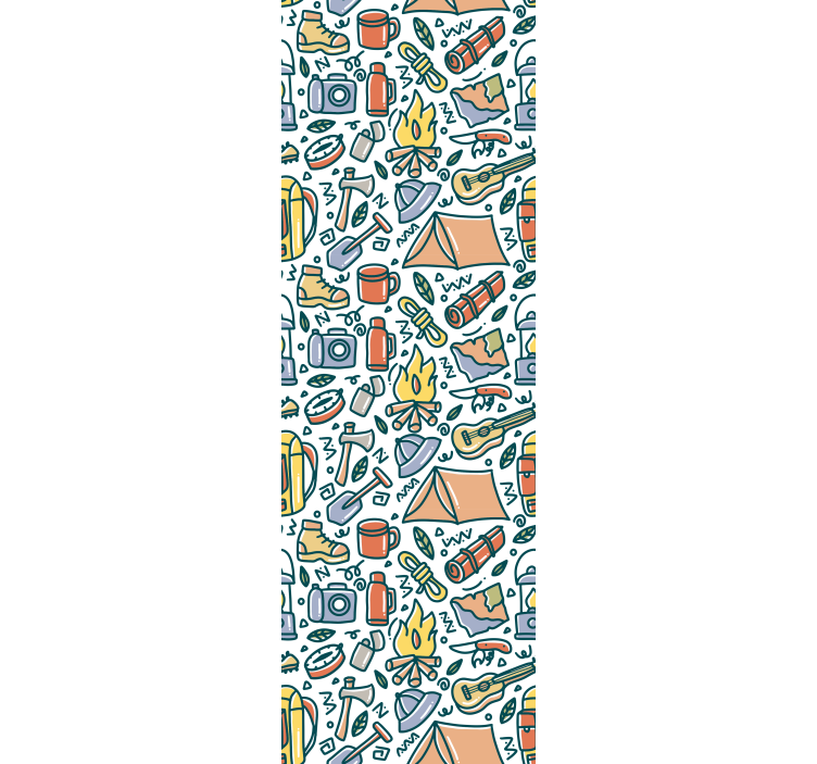 Papier peint chambre montagnes et camping dessinés à la main - TenStickers