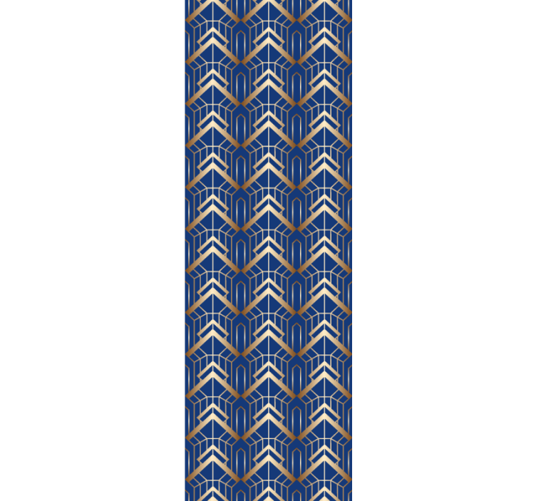 Papier peint chambre motif déco bleu et or moderne - TenStickers