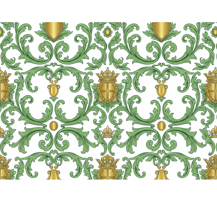 Papier peint baroque vert et or ornemental - TenStickers