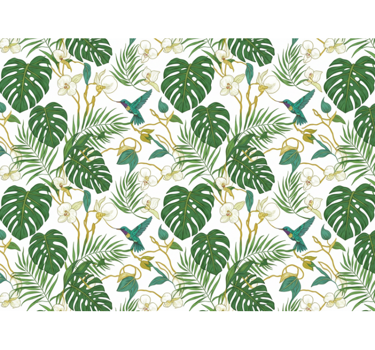 Papier peint feuilles jardin botanique émeraude - TenStickers