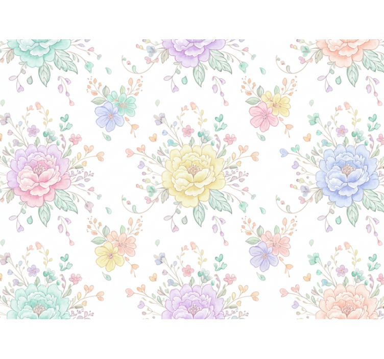 Papier peint lilas floral pastel pour chambre d'enfant - TenStickers