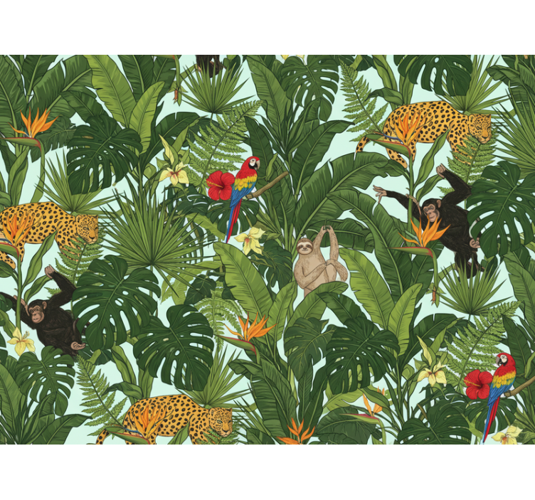 Papier peint jungle animaux et tropical - TenStickers