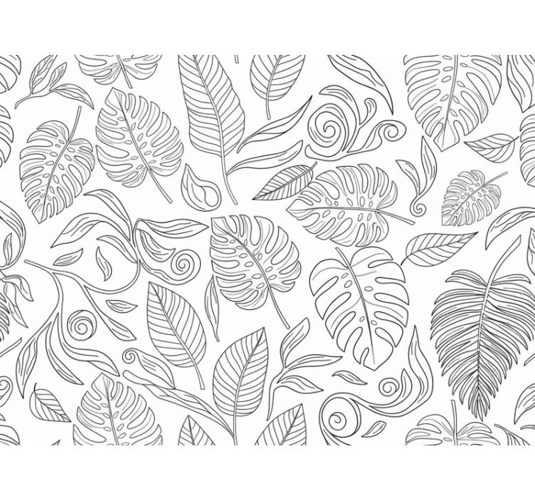 Papier peint moderne botanique noir et blanc - TenStickers