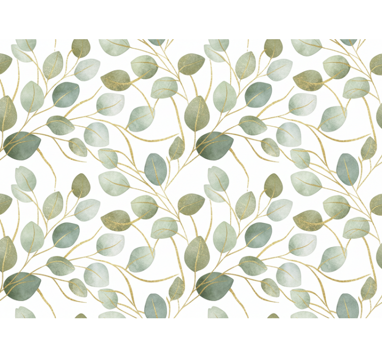 Papier peint feuilles eucalyptus or scintillant - TenStickers