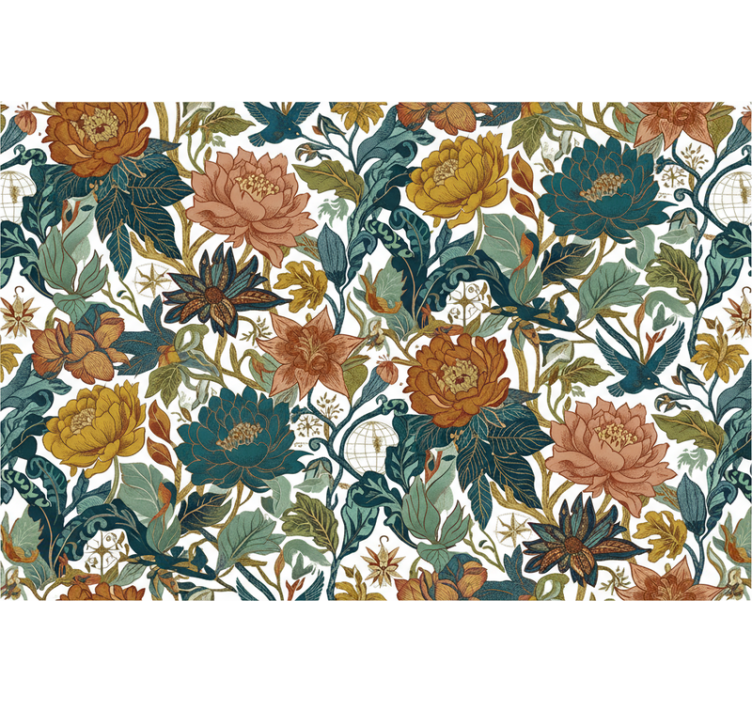 Papier peint floral style voyage mural - TenStickers