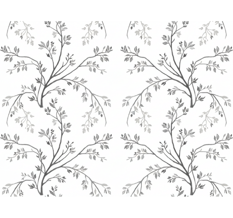 Papier peint floral branches douces grises - TenStickers