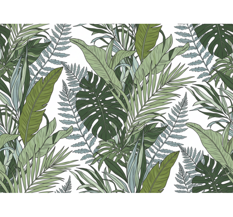 Papier peint floral symphonie de feuilles exotiques - TenStickers
