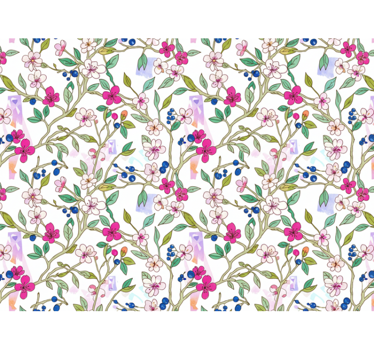 Papier peint floral branches fleuries colorées - TenStickers