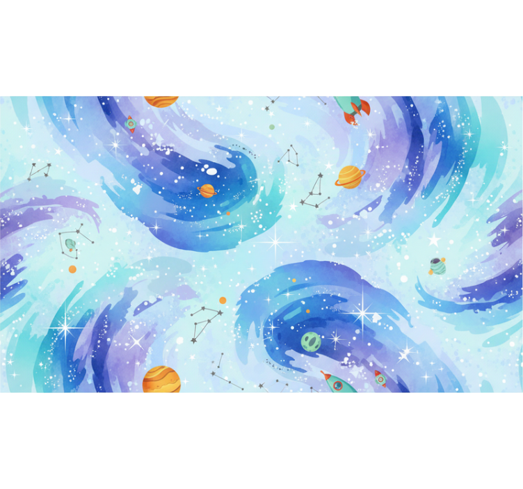 Papier peint chambre enfant bleu clair galaxie - TenStickers
