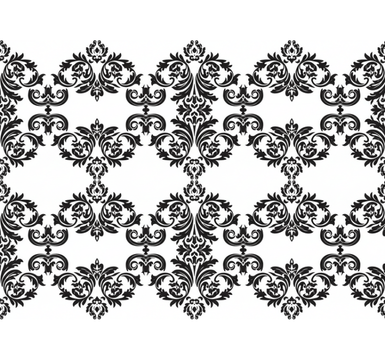 Papier peint baroque motif floral damassé noir - TenStickers