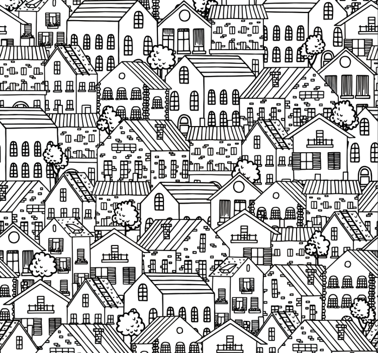Papier peint ville paysage urbain doodle urbain - TenStickers