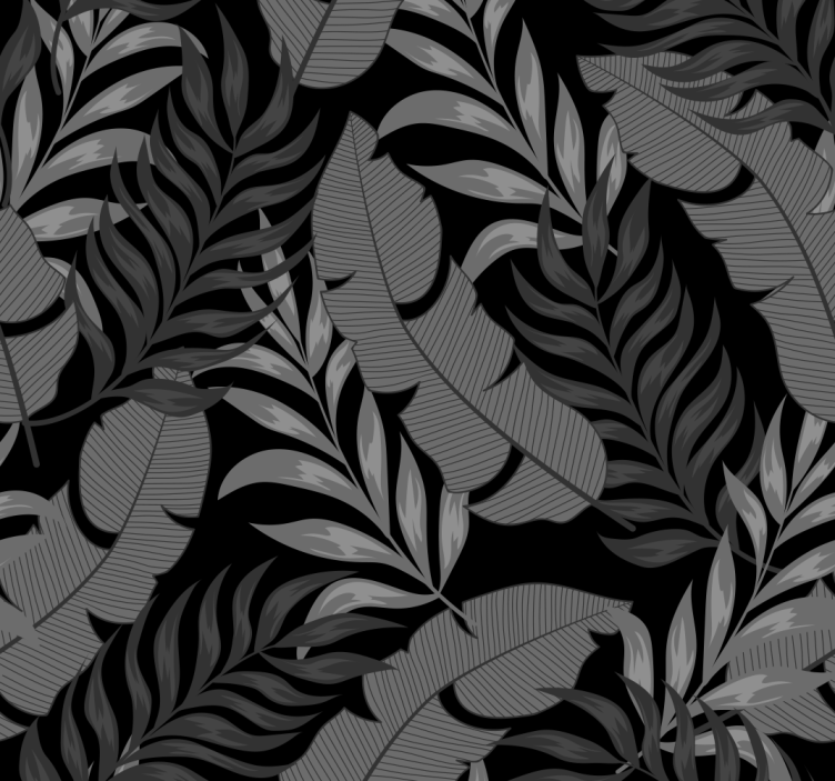Papier peint feuilles motif noir élégant - TenStickers