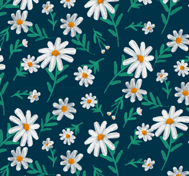 papier peint fleur marguerite sur fond bleu - TenStickers