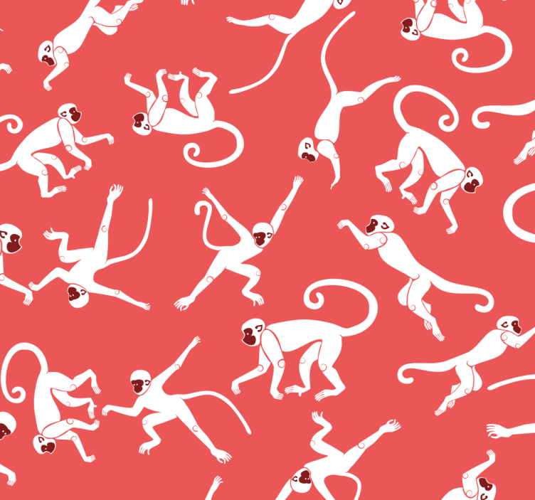 Papier peint animaux motif de singes rouges - TenStickers