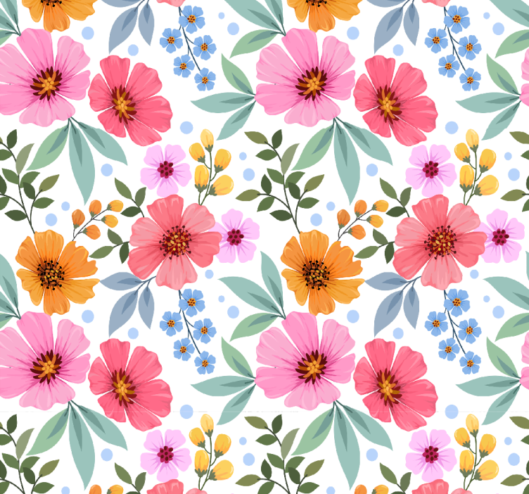 Papier peint floral petit motif coloré - TenStickers