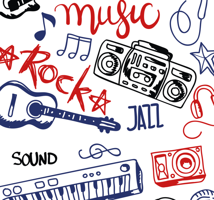 Papier peint chambre instruments de musique - TenStickers