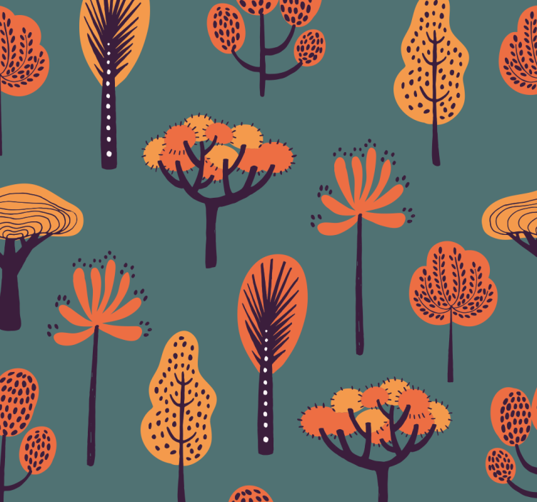 Papier peint arbre motifs botaniques stylisés - TenStickers
