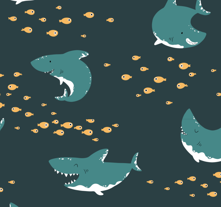 Papier peint chambre enfant requins heureux et amicaux - TenStickers